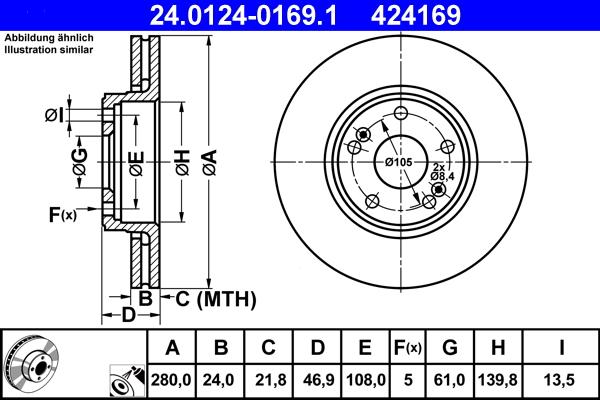 ATE 24.0124-0169.1 - Disque de frein cwaw.fr