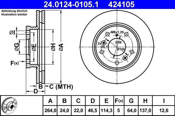 ATE 24.0124-0105.1 - Disque de frein cwaw.fr