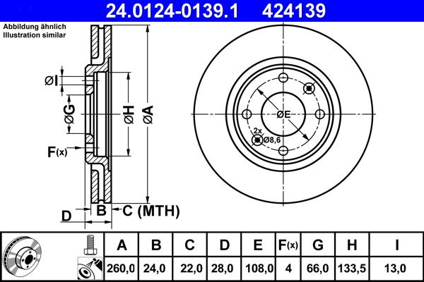 ATE 24.0124-0139.1 - Disque de frein cwaw.fr