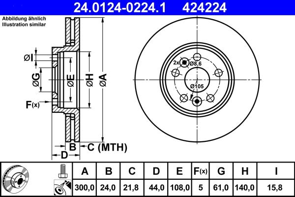 ATE 24.0124-0224.1 - Disque de frein cwaw.fr