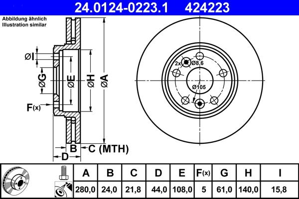 ATE 24.0124-0223.1 - Disque de frein cwaw.fr