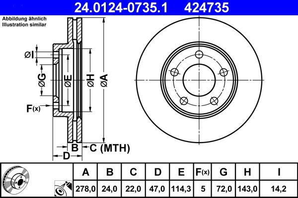 ATE 24.0124-0735.1 - Disque de frein cwaw.fr