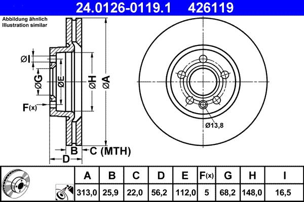 ATE 24.0126-0119.1 - Disque de frein cwaw.fr