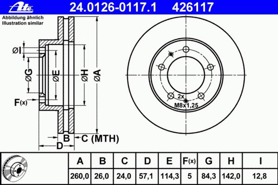 ATE 24 0126 0117 1 - Disque de frein cwaw.fr