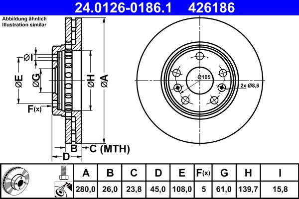 ATE 24.0126-0186.1 - Disque de frein cwaw.fr