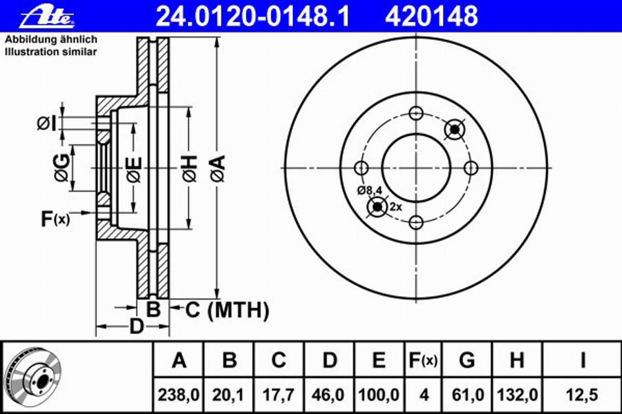 ATE 24012001481 - Disque de frein cwaw.fr