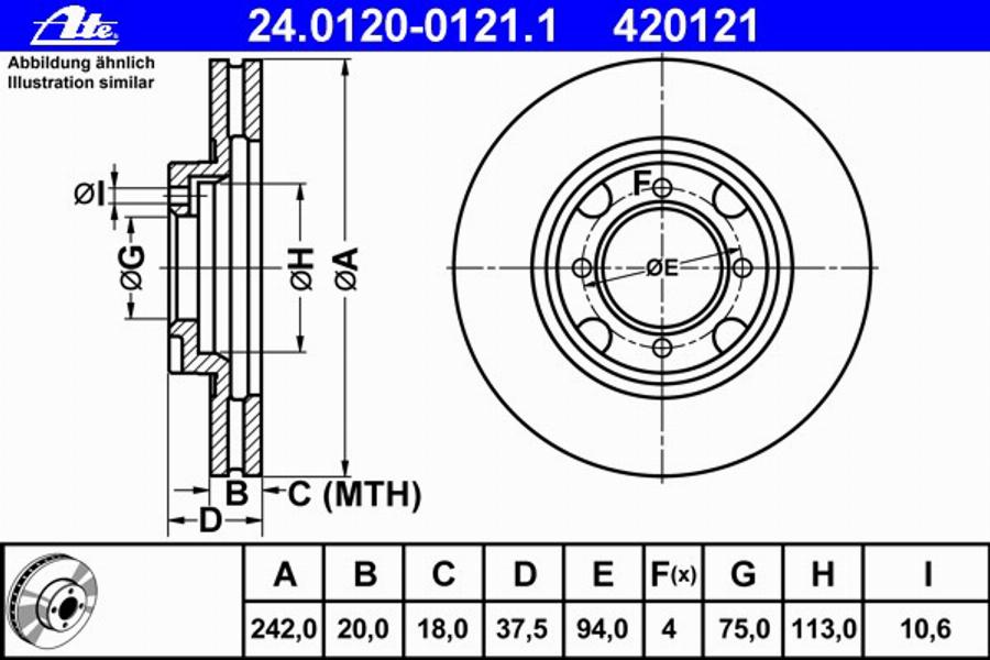 ATE 24012001211 - Disque de frein cwaw.fr