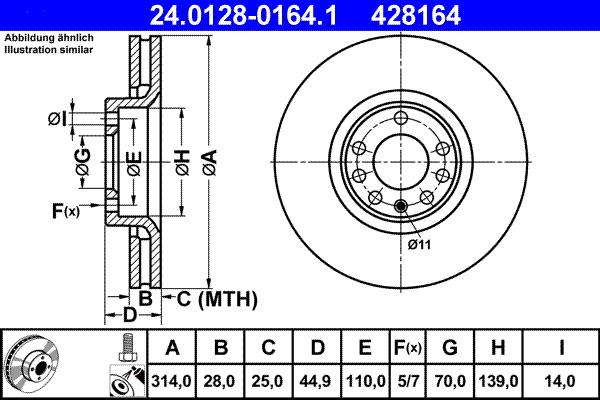 ATE 24.0128-0164.1 - Disque de frein cwaw.fr