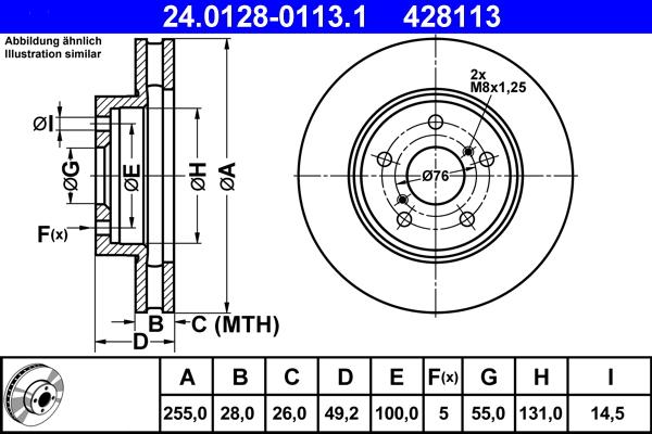 ATE 24.0128-0113.1 - Disque de frein cwaw.fr