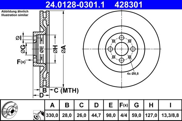 ATE 24.0128-0301.1 - Disque de frein cwaw.fr