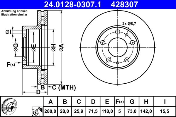 ATE 24.0128-0307.1 - Disque de frein cwaw.fr