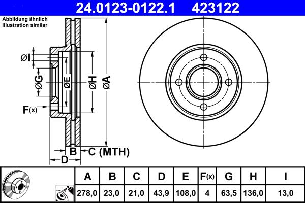 ATE 24.0123-0122.1 - Disque de frein cwaw.fr