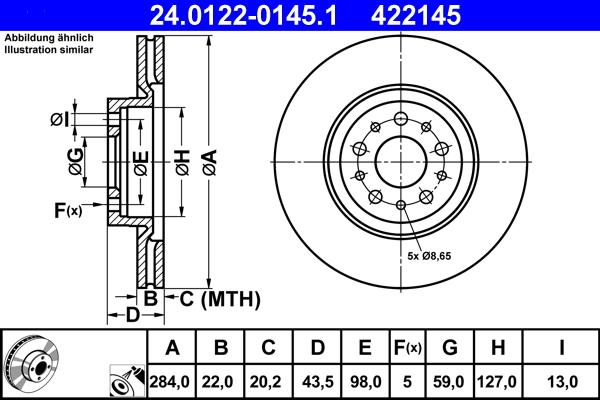 ATE 24.0122-0145.1 - Disque de frein cwaw.fr