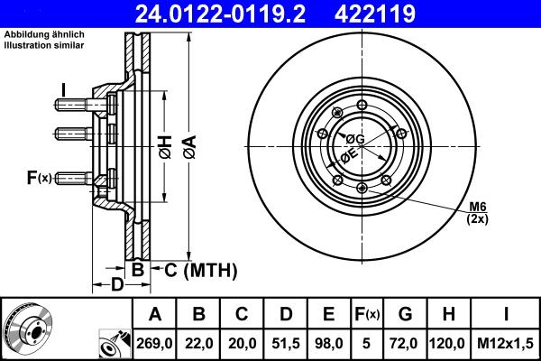 ATE 24.0122-0119.2 - Disque de frein cwaw.fr