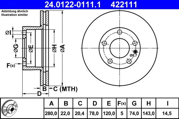 ATE 24.0122-0111.1 - Disque de frein cwaw.fr