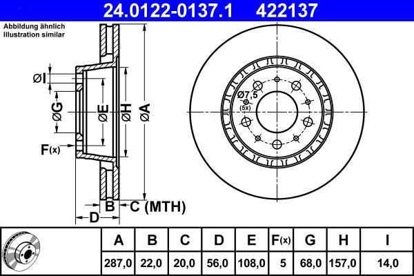 ATE 24.0122-0137.1 - Disque de frein cwaw.fr