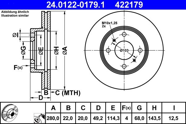 ATE 24.0122-0179.1 - Disque de frein cwaw.fr