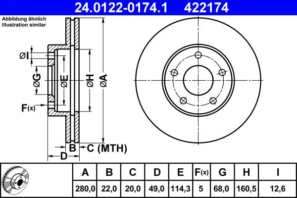 ATE 24.0122-0174.1 - Disque de frein cwaw.fr