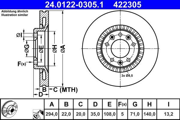 ATE 24.0122-0305.1 - Disque de frein cwaw.fr