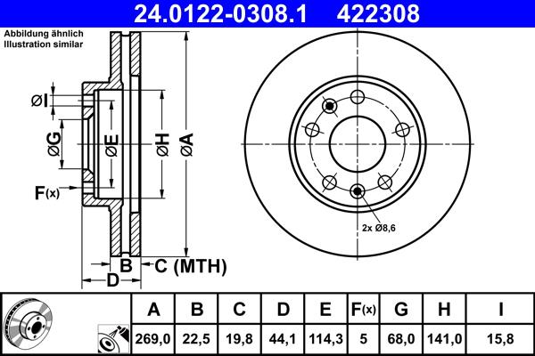 ATE 24.0122-0308.1 - Disque de frein cwaw.fr