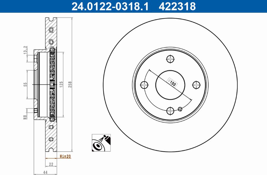 ATE 24.0122-0318.1 - Disque de frein cwaw.fr