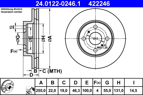 ATE 24.0122-0246.1 - Disque de frein cwaw.fr