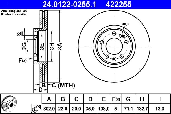 ATE 24.0122-0255.1 - Disque de frein cwaw.fr