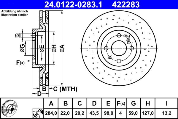 ATE 24.0122-0283.1 - Disque de frein cwaw.fr