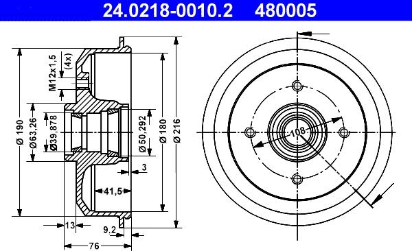 ATE 24.0218-0010.2 - Tambour de frein cwaw.fr