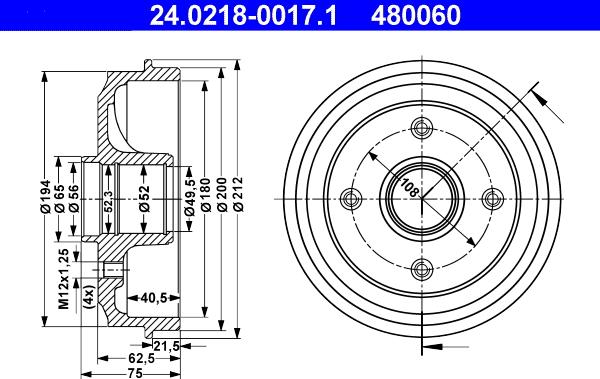 ATE 24.0218-0017.1 - Tambour de frein cwaw.fr