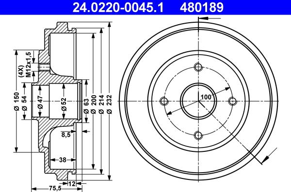 ATE 24.0220-0045.1 - Tambour de frein cwaw.fr