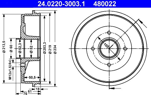 ATE 24.0220-3003.1 - Tambour de frein cwaw.fr