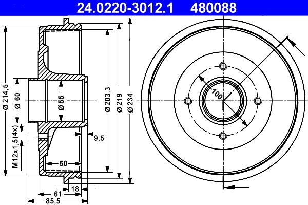 ATE 24.0220-3012.1 - Tambour de frein cwaw.fr