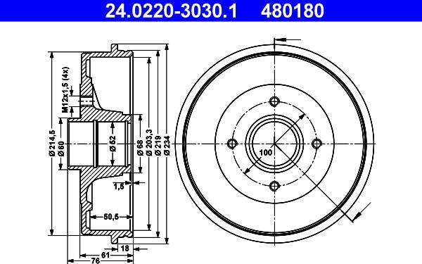 ATE 24.0220-3030.1 - Tambour de frein cwaw.fr