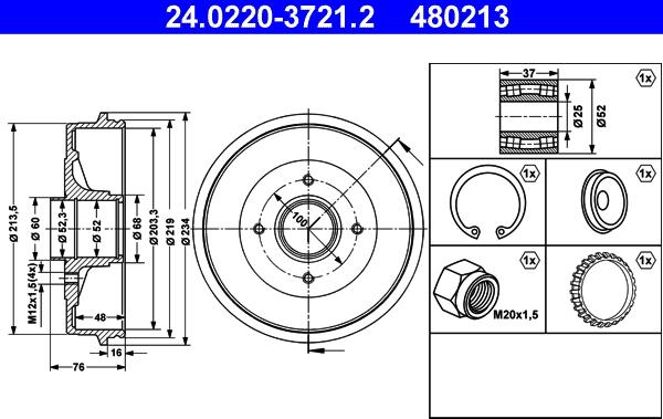 ATE 24.0220-3721.2 - Tambour de frein cwaw.fr