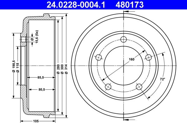 ATE 24.0228-0004.1 - Tambour de frein cwaw.fr