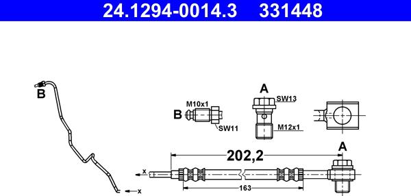 ATE 24.1294-0014.3 - Flexible de frein cwaw.fr