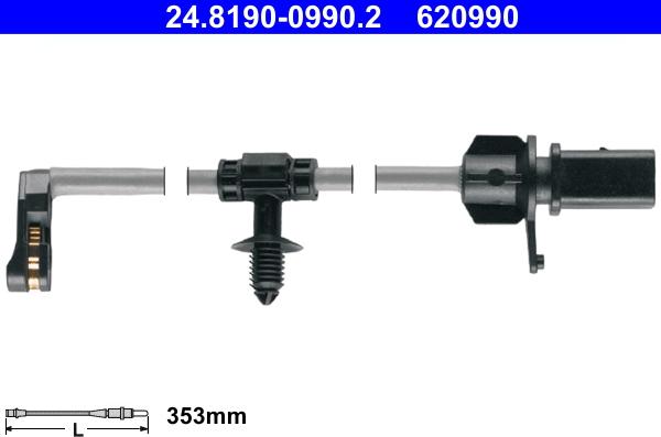 ATE 24.8190-0990.2 - Contact d'avertissement, usure des plaquettes de frein cwaw.fr