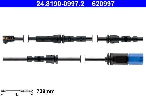 ATE 24.8190-0997.2 - Contact d'avertissement, usure des plaquettes de frein cwaw.fr