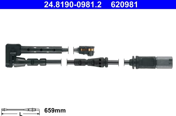 ATE 24.8190-0981.2 - Contact d'avertissement, usure des plaquettes de frein cwaw.fr