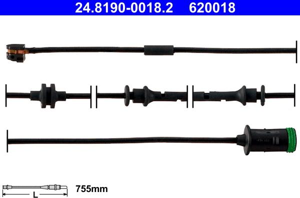 ATE 24.8190-0018.2 - Contact d'avertissement, usure des plaquettes de frein cwaw.fr