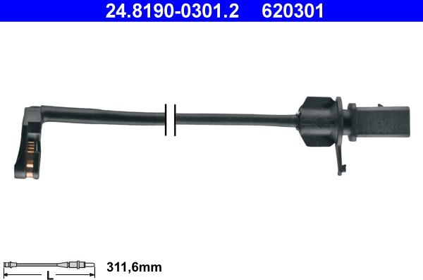 ATE 24.8190-0301.2 - Contact d'avertissement, usure des plaquettes de frein cwaw.fr