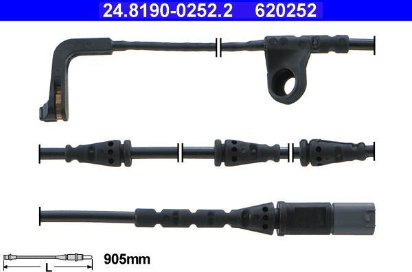 ATE 24.8190-0252.2 - Contact d'avertissement, usure des plaquettes de frein cwaw.fr