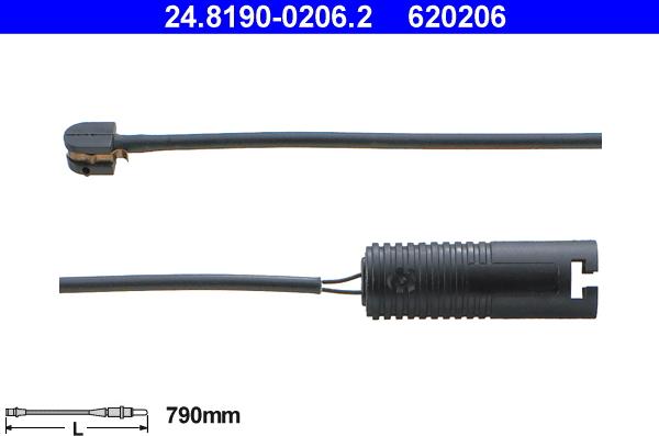 ATE 24.8190-0206.2 - Contact d'avertissement, usure des plaquettes de frein cwaw.fr