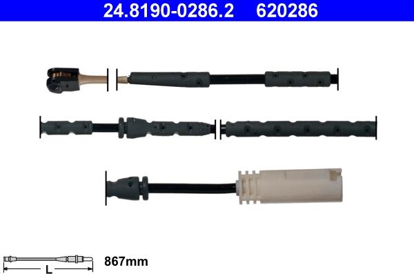 ATE 24.8190-0286.2 - Contact d'avertissement, usure des plaquettes de frein cwaw.fr