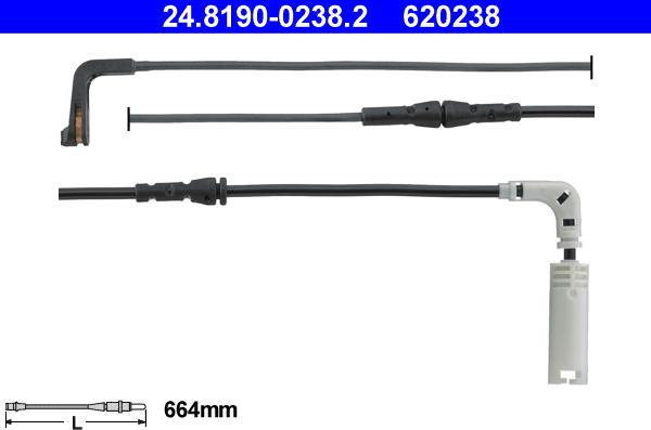 ATE 24.8190-0238.2 - Contact d'avertissement, usure des plaquettes de frein cwaw.fr