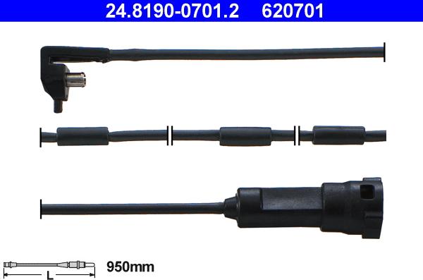 ATE 24.8190-0701.2 - Contact d'avertissement, usure des plaquettes de frein cwaw.fr