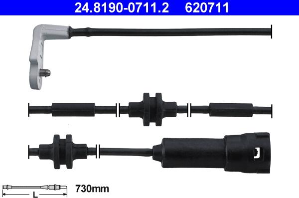 ATE 24.8190-0711.2 - Contact d'avertissement, usure des plaquettes de frein cwaw.fr