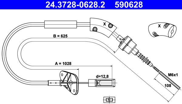 ATE 24.3728-0628.2 - Tirette à câble, commande d'embrayage cwaw.fr