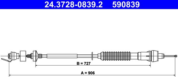 ATE 24.3728-0839.2 - Tirette à câble, commande d'embrayage cwaw.fr